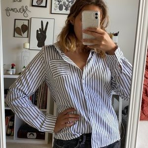 Striped Button-down Blouse